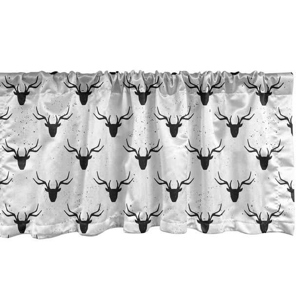 Ambesonne Deer Window Valance, Deer Antler Curtain Rods