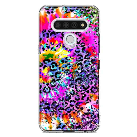 MUNDAZE LG Stylo 6 Shockproof Clear Hybrid Protective Phone Case Vibrant Pink Purple Tie Dye Summer Leopard Swirl Rainbow Cover