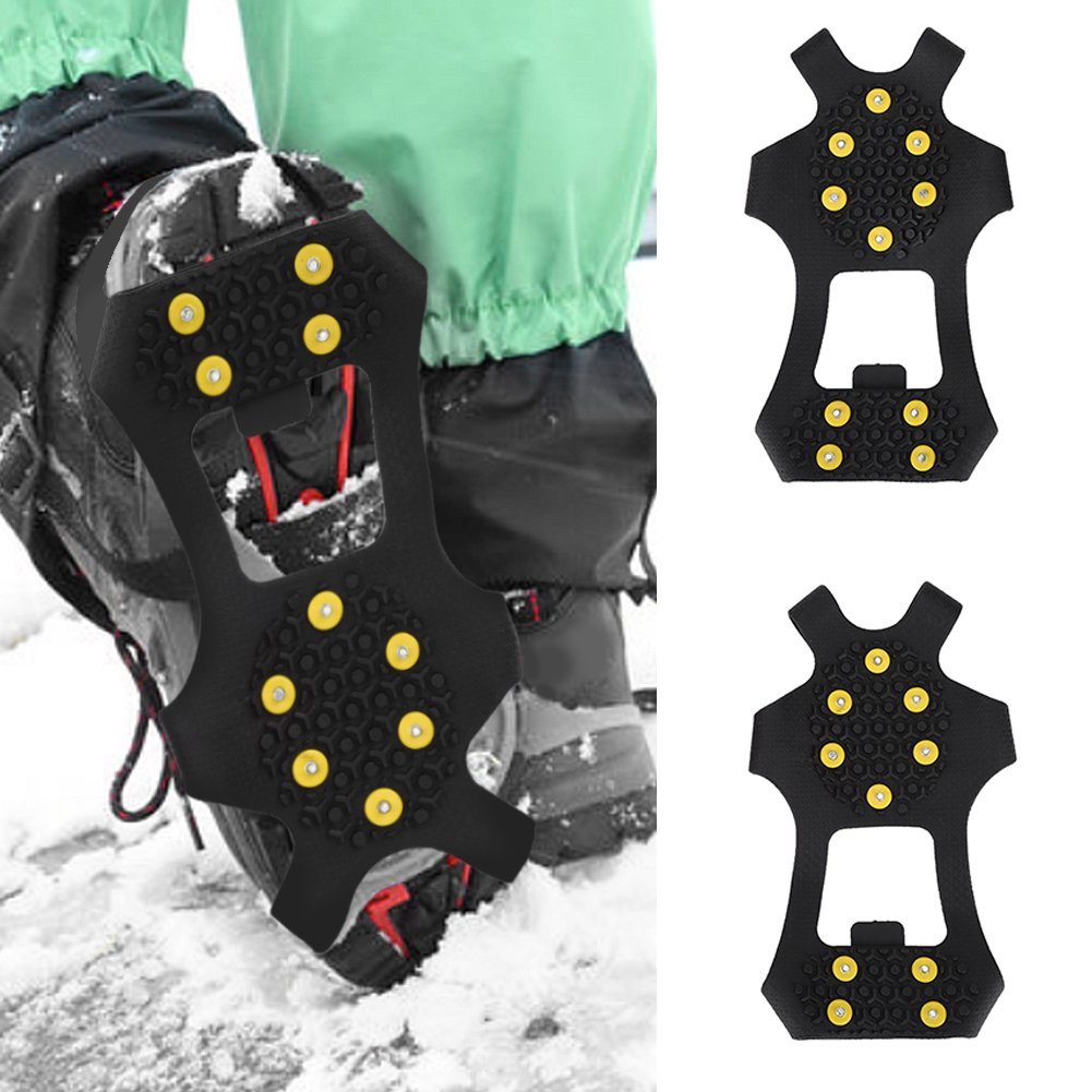 Crampons Neige Chaussures Antidérapants Pour Randonnée Et Jogging En Hiver - 10 Pointes Acier Inoxydable