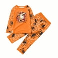 thumbnail image 6 of Halloween Family Pajamas Set Long Sleeve Crew Neck, Soft Matching Halloween Pajamas with Ghost Sunflower Wreath Spider Web Print, Cute Family Halloween Pajama Set Sleepwear, 6 of 7