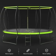 EUROCO 1500LBS 14FT Trampoline for Adults and Kids,Trampoline with Enclosure,Upgraded Arc Composite Pole,Recreational Trampoline with Ladder Heavy Duty Trampoline Capacity for 6-7 Kids