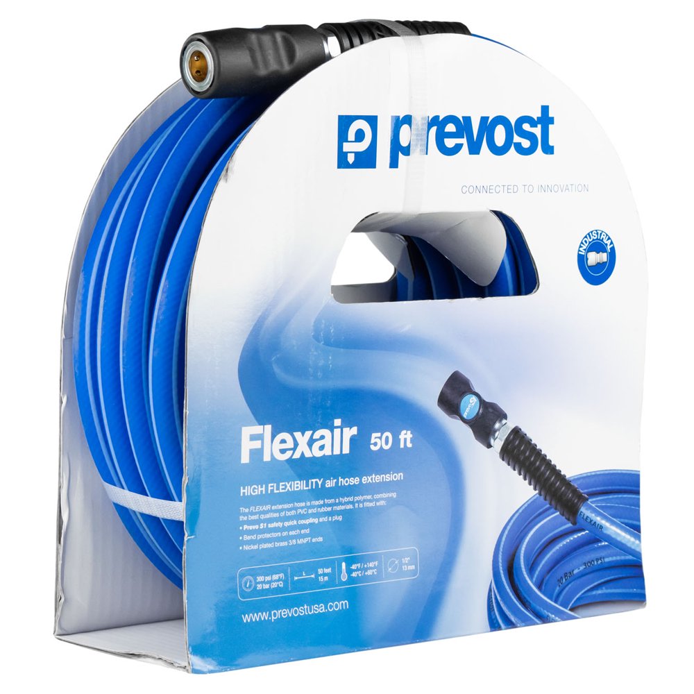 Prevost Flexair 1/2" x 50' Air Hose Extension w/ Prevo S1 Industrial