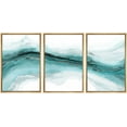 thumbnail image 2 of PixonSign Framed Wall Art Set Pastel Watercolor Vibrant Teal Paint Stroke Landscape Canvas Print Nature Wilderness Modern Art Decorative Scenic Relax/Calm for Bedroom - 24"x36"x3 Panels Natural, 2 of 5