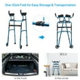 thumbnail image 6 of Gymax Folding Walker Adjustable Walking Frame Aluminum Walking Aid w/ Wheels Blue, 6 of 10