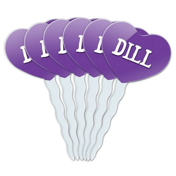 Dill Heart Love Cupcake Picks Toppers - Set of 6