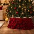 thumbnail image 7 of Sahpxhe Christmas Tree Collar, Vintage Multi Layer Ruffled Velvet Tree Base Skirt for Indoor Outdoor Home Holiday Decoration, 7 of 7