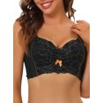 thumbnail image 5 of INSPIRAR CHIC Bralette de Encaje para Mujeres Cobertura Completa Espalda Alta Tirantes Anchos Sujetador Acolchado D 40 Negro, 5 of 5