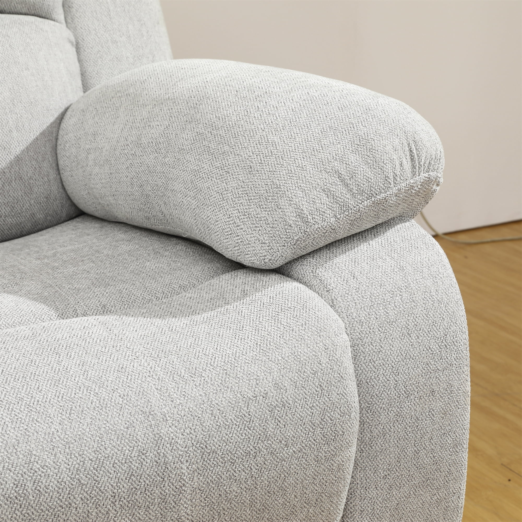 Aukfa Double Manual Recliner Chair, Overstuffed Loveseat w/ Cupholders,Leather, Gray