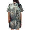 thumbnail image 6 of Daiia Moon Flower White Owl Pattern Womens Pajama Sets Short Sleeve Pajamas for Women Sets Soft Lounge Sets Casual Round Neck Sleepwear PJS-X-Large, 6 of 7