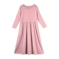 thumbnail image 3 of Big Girls Long Sleeve Dress, Extra Long Maxi Dress with Side Pockets, Cozy Fall & Spring Outfit for School & Party 150Pink, 3 of 4