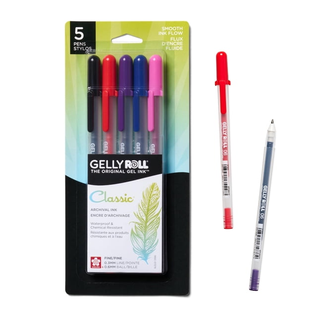 Bolígrafo SAKURA Gelly Roll Classic de punta fina de 0,3 mm, 5 colores