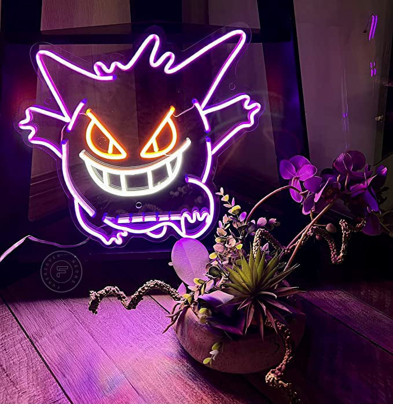 FUNERIGUER Anime Gengar Neon LED Sign, 16‚Äô‚Äôx 15‚Äô‚Äô Purple