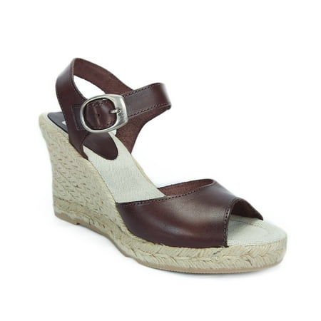 Brown Espadrille - SKA BETTY V7N Chocolate Brown Espadrille Strapy Wedge Sandals