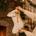 thumbnail image 4 of Plaid Ruffle Christmas Stockings, Vintage Checkered Stocking with Velvet Bow for Fireplace Mantel Decor, Holiday Gift Socks Set for Home, 18in, 4 of 7