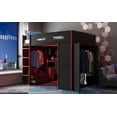 thumbnail image 3 of Lit Mezzanine en Bois Pleine Grandeur avec Bureau, Garde-Robe, Grand Espace de Rangement et Lumière RVB, Rouge, 3 of 13
