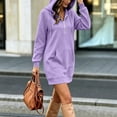 thumbnail image 4 of Hxshgdsn Women's Sweatshirt Dress With Pockets, Hooded Pullover Tunic Dress, Solid Color Casual Comfortable Outfit（Purple/S), 4 of 6