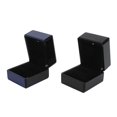 thumbnail image 1 of Lot de 2 écrins de luxe en velours léger pour bagues de fiançailles, coffret à bijoux pour mariage, noir et bleu, 1 of 4