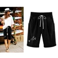 thumbnail image 2 of Women's Summer Elastic Waist Knee Length Dandelion Print Casual Loose Plus Size Bermuda Shorts for Women with Drawstring Pockets, 2 of 6