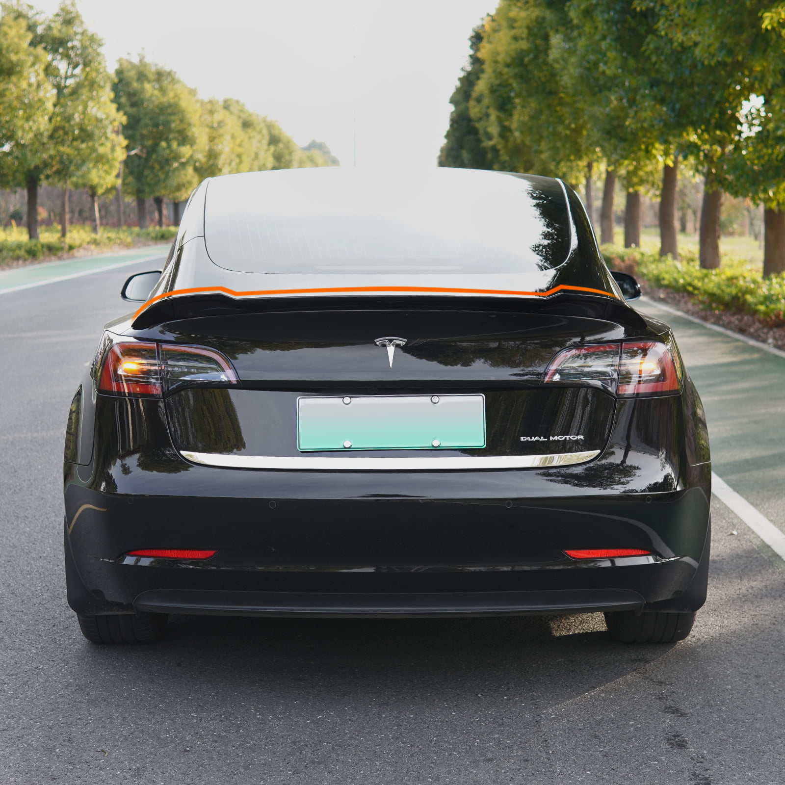 For 17-22 Tesla Model 3 Matte Black 3Pcs Rear Trunk Tailgate Spoiler Body  Kit