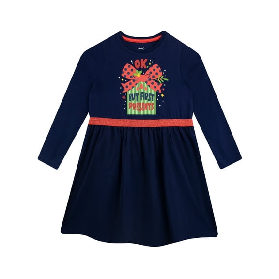 Harry Bear Girs Christmas Party Long Sleeve Dress Sizes 2T-8