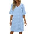 thumbnail image 2 of Tshirt Dress Women Summer Chiffon Short Sleeve V Neck Polka Dot Casual Mini Dresses T Shirt Dresses for Women, 2 of 6