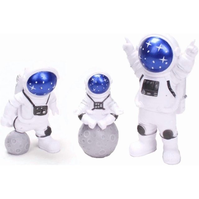 3Pcs astronaut figurine cake topper outer space cake decoration astronaut model display miniature as
