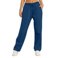 thumbnail image 3 of CHUANK Pantalon de Jogging Doublé pour Femmes, Jambe Droite Large, Taille Haute, avec Poches, 3 of 7