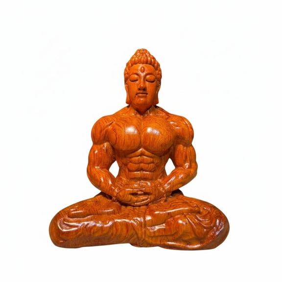 MERIGLARE Buddha Statue Figurine Ornament Meditation Sculpture Wooden Carving Artistic Design Polished Finish Suitable for Car Home Office Display