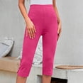 thumbnail image 6 of AherBiu Capri Pants for Women Slim Fitted Comfy Bottoms Side Button Summer Casual Yoga Capris Leggings, 6 of 9