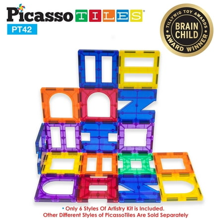 Picassotiles 42 Piece Designer Artistry Set Clear 3d Magnet Building 