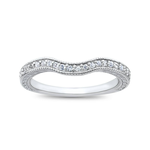 Pompeii3 Vintage Curved Diamond Contour Wedding Ring For Engagement Band 14 K White Gold Walmart Com Walmart Com