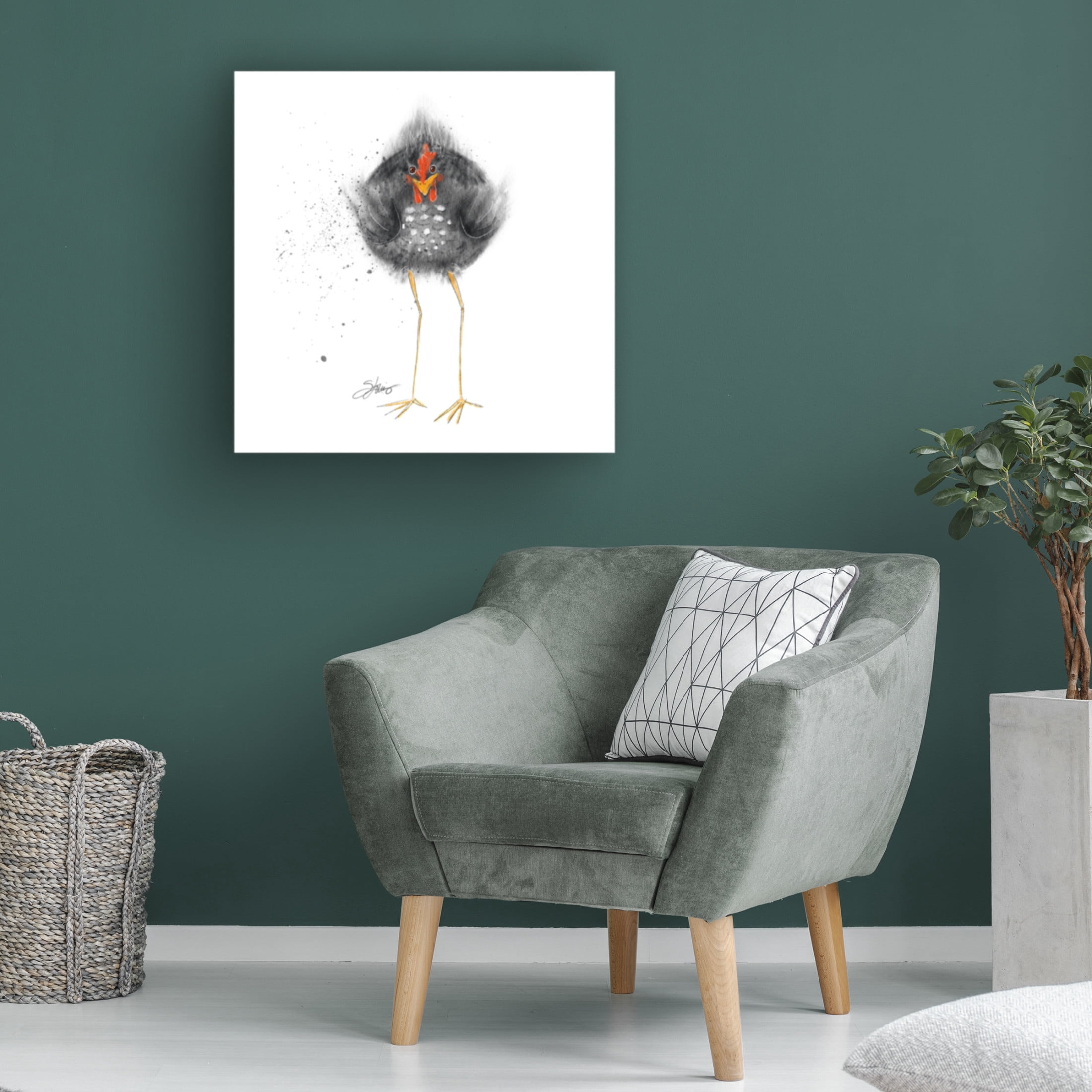 Canvas Wall Art - Shanda Louis 'Hell Chicken' Wall Art for Living Room, Bedroom, or Office Décor by Trademark Fine Art - 35 x 35 Inches
