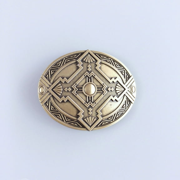 Vintage Bronze Plated Cross Celtic Knot Oval Southwest Belt Buckle
