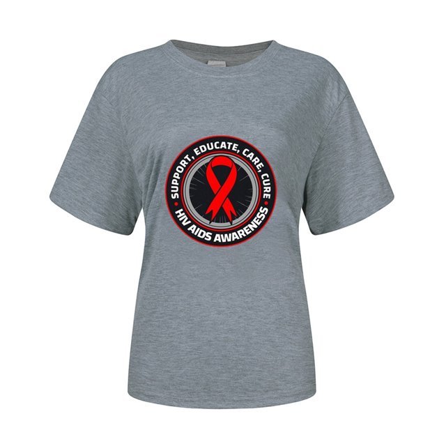 Gibobby Playera Corte clásico para Mujer Camiseta manga corta con cuello redondo y estampado concienciación sobre la al cáncer para mujer(Gris,G)