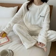 thumbnail image 4 of 2023 Autumn Winter Women Solid Pyjamas 2 Piece Sets Thicken Velvet Ribbed Fleece Set Pullover And Pants Female Pajamas Suit, 4 of 4