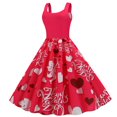 thumbnail image 1 of Vestido de cóctel vintage Hepburn para mujer, con estampado de gatos, sin mangas, corte A, estilo años 50, para San Valentín., 1 of 7