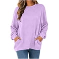 thumbnail image 2 of Oversized Pullover Sweatshirt for Women Crewneck Long Sleeve Argyle Jacquard with Pockets Casual Fall Everyday Top, 2 of 7