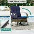 thumbnail image 7 of 3 Piece Outdoor Rocking Chair,Rattan Patio Conversation Chair, Wicker Bistro Set with Side Table & Cushion, Blue, 7 of 7