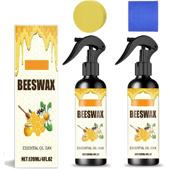 Beeswax Spray Furniture Polish,Natural Beeswax Care Spray & Restorer,Bees Wax Polish For Living Room,Kitchen and Wooden Furniture Floors (2PCS)