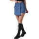 thumbnail image 4 of Pantalones cortos de mezclilla para mujer Inspire Chic, cargo, de imitación envolvente, de cintura alta, mini shorts de jean, L, azul oscuro, 4 of 6