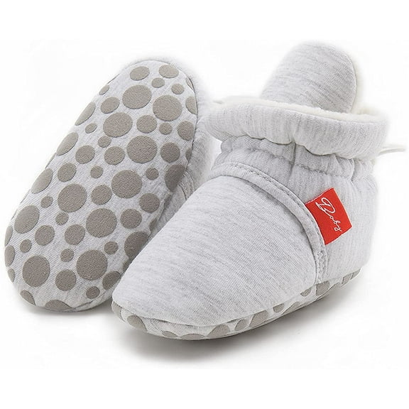 Newborn Baby Cotton Booties Stay On Slipper Winter Warm Soft Shoes Non-Skid Infant Ankle Boots Crib Shoes