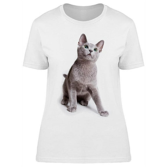 Russian Blue Young About To Play T-Shirt Women -Image by Shutterstock, Female 3X-Large