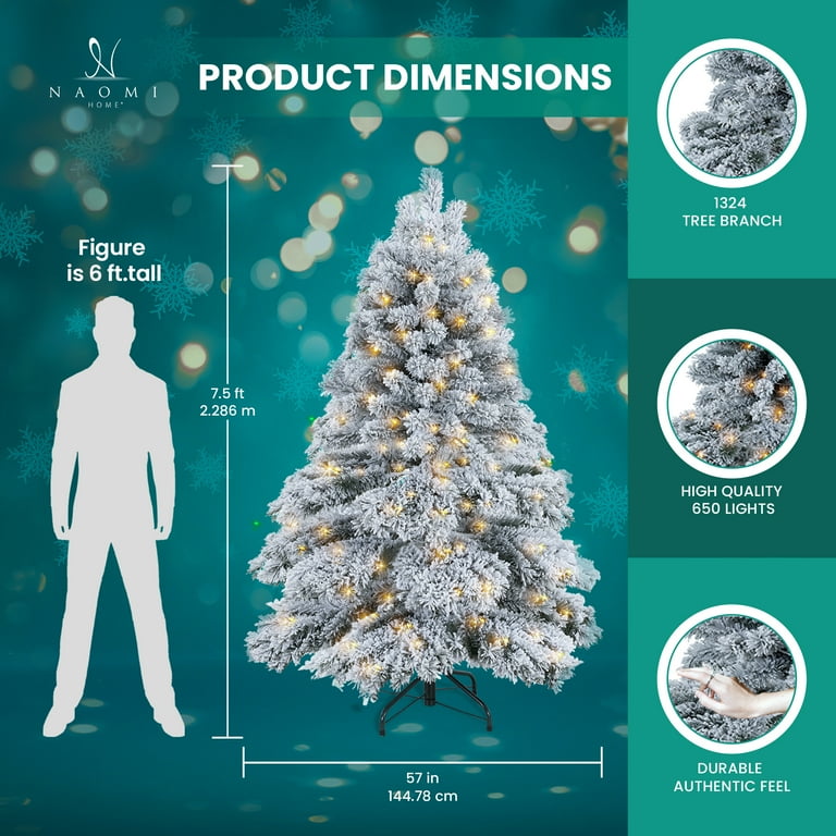 Free Shipping! Brittany 7.5ft Snow Flocked Christmas Tree Prelit