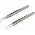 thumbnail image 1 of Eyelash Tweezers - FEITA Precision Eyelash Extension Tweezers Set - Professional Straight & Curved Pointed Very Fine Tip Tweezers for Lash Extensions - Silver - 2Pcs, 1 of 6