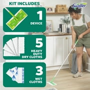 Swiffer Sweep & Mop Dry + Wet Floor Mopping and Sweeping Kit, 1 Device, 5 Dry Cloths, 3 Wet Cloths