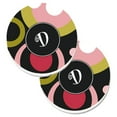 thumbnail image 1 of Lettre D Monogramme Rétro en Noir Lot de 2 Porte-Gobelets Voiture Coaster, 1 of 1