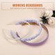 thumbnail image 5 of Juego de diademas de moda de 3 piezas, diademas de diferentes diseños, diademas plisadas, diademas de color sólido, accesorios para el cabello de perlas sintéticas para fiesta de niña púrpura, 5 of 7