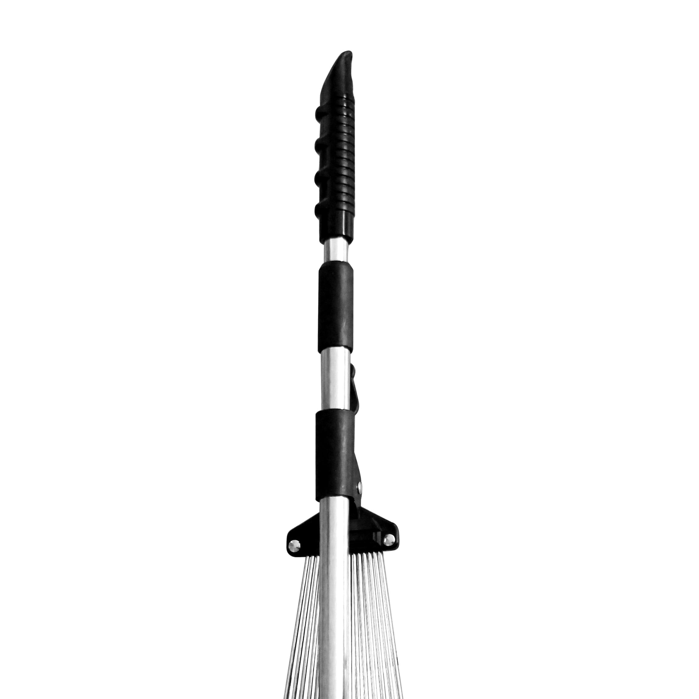WETS J16A telescopic metal rake, 63 inch adjustable folding leaves rake for quick clean up of lawn and yard, garden leaf rake, expanding handle with adjustable 8-23 inch width folding head.