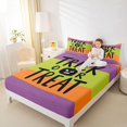 thumbnail image 3 of Feelyou Spooky Pumpkin Bed Sheets, Cute Trick Or Treat Full Size Sheets, Orange Purple Lime, 4-Piece, 1 Flat Sheet, 1 Fitted Sheet and 2 Pillowcases, 3 of 5