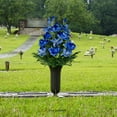 thumbnail image 5 of Sympathy Silks Artificial Cemetery Flowers Blue Gladiolus Rose and Lily Bouquet for Vase, 5 of 8